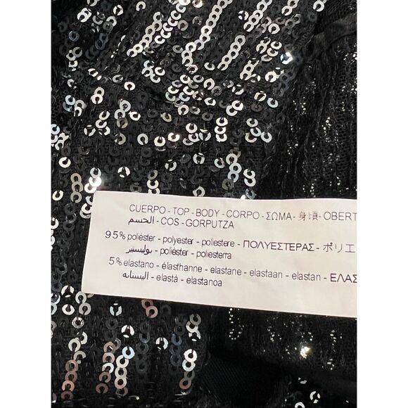 Zara Women's Mid-rise Sequined Dressy Jogger Pants Black Silver XS - Picture 5 of 5